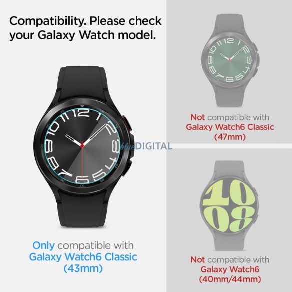 SPIGEN GLAS.TR Folie securizată „EZ-FIT” 2-PACK GALAXY WATCH 6 CLASSIC (43 MM) TRANSPARENT