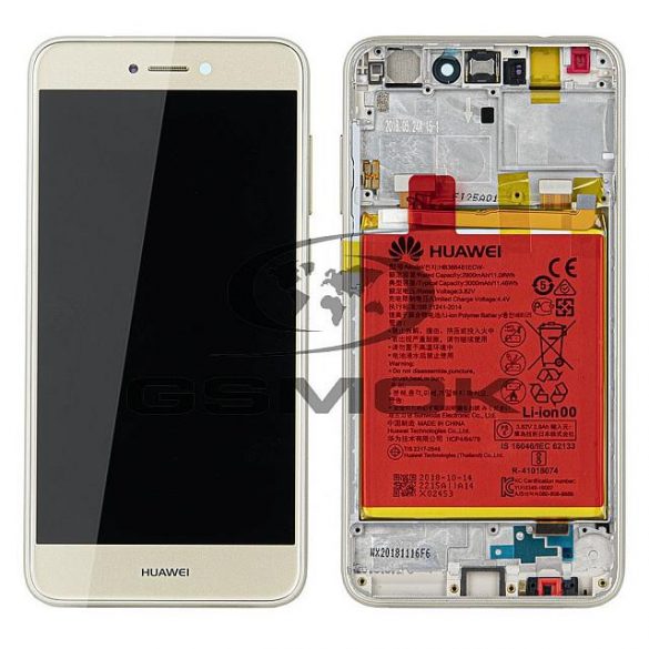 LCD + TOUCH PAD COMPLET HUAWEI HONOR 8 LITE CU CADRU ȘI BATERIE GOLD 02351DNF 02351VBR PACHET DE SERVICII ORIGINAL