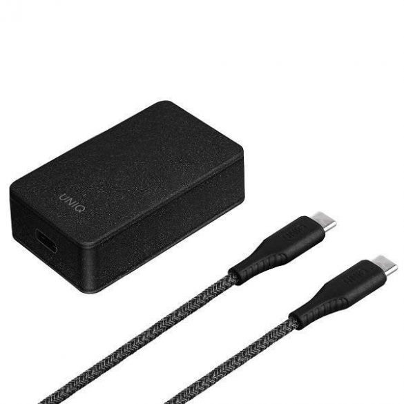 Guvernarea UNIQ. pe o rețea. Versa Slim USB PD-C 18W + cablu USB la USB-C-C negru / negru fum (LITHOS Collective)