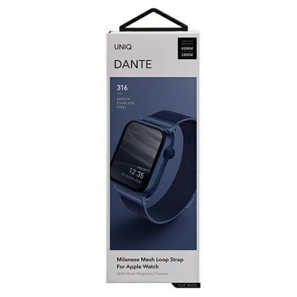 Curea Uniq Case Dante pentru Apple Watch 1/2/3/4/5/6/7/8/9/SE/SE2 38/40/41mm Oțel inoxidabil albastru/albastru marin