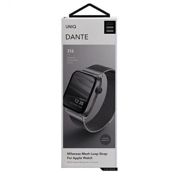 UNIQ pasek Dante Apple Watch Series 4/5/6/7/8/SE/SE2 38/40/41mm Oțel inoxidabil grafit/grafit