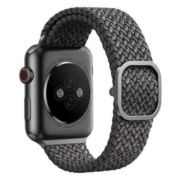 UNIQ pasek Aspen Apple Watch 40/38/41mm Seria 4/5/6/7/8/SE/SE2 împletit szary/granit gri