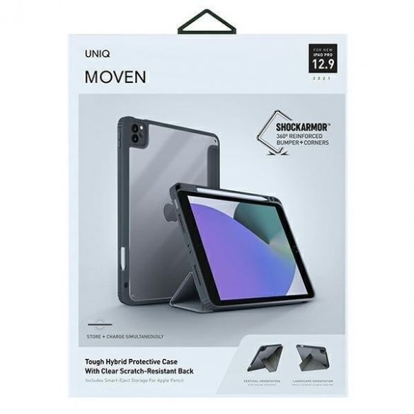 UNIQ etui Moven iPad Pro 12,9" (2021) Antimicrobian szary/gri cărbune