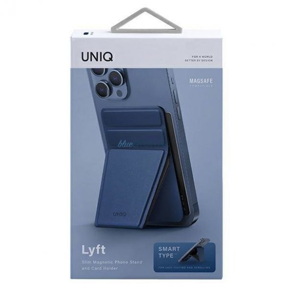 Suport magnetic pentru telefon Uniq Lyft suport snap-on și suport pentru card albastru/albastru