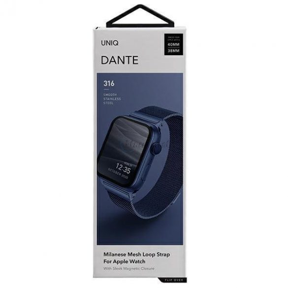 Curea Uniq Case Dante pentru Apple Watch 1/2/3/4/5/6/7/8/9/SE/SE2 38/40/41mm Oțel inoxidabil albastru/albastru cobalt