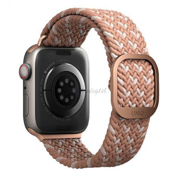 UNIQ pasek Aspen Apple Watch 40/38/41mm Seria 4/5/6/7/8/SE/SE2 împletit DE różowy/roz citric