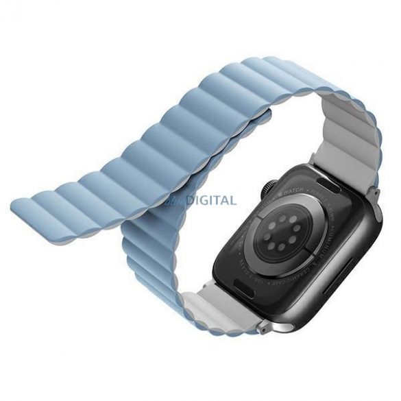 Husa Uniq Curea Revix pentru Apple Watch 1/2/3/4/5/6/7/8/9/SE/SE2/Ultra 42/44/45/49mm. Magnetic reversibil alb-albastru/alb-albastru