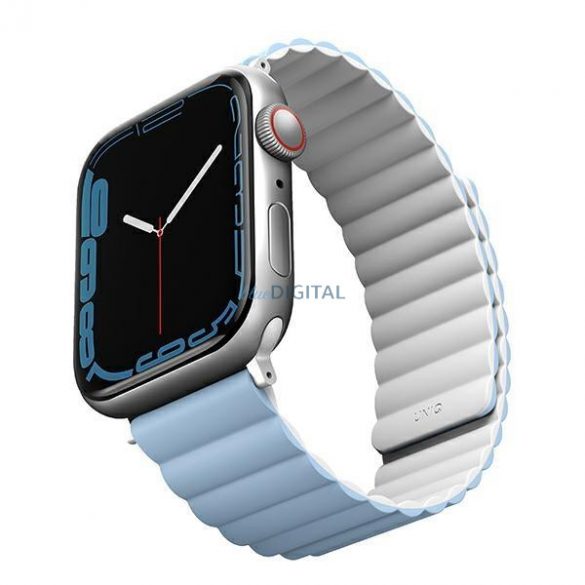 Husa Uniq Curea Revix pentru Apple Watch 1/2/3/4/5/6/7/8/9/SE/SE2/Ultra 42/44/45/49mm. Magnetic reversibil alb-albastru/alb-albastru