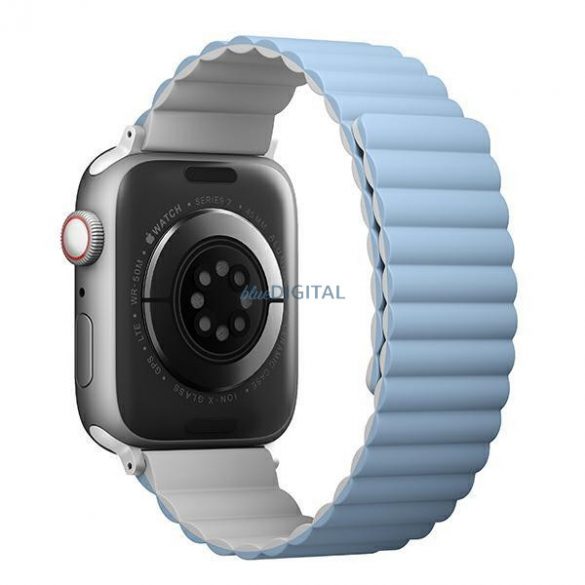 Husa Uniq Curea Revix pentru Apple Watch 1/2/3/4/5/6/7/8/9/SE/SE2/Ultra 42/44/45/49mm. Magnetic reversibil alb-albastru/alb-albastru