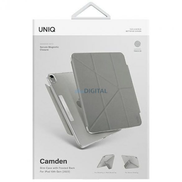 Uniq husă Camden iPad 10 gen. (2022) gri/gri fosil Antimicrobial