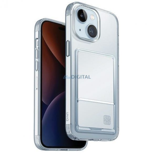 Husă Uniq Air Fender ID iPhone 15 de 6,1 inchi Slot transparent pentru carduri