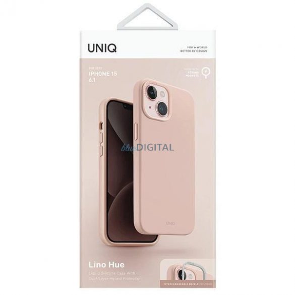 Husă de încărcare Uniq Lino Hue Magclick pentru iPhone 15 - roz