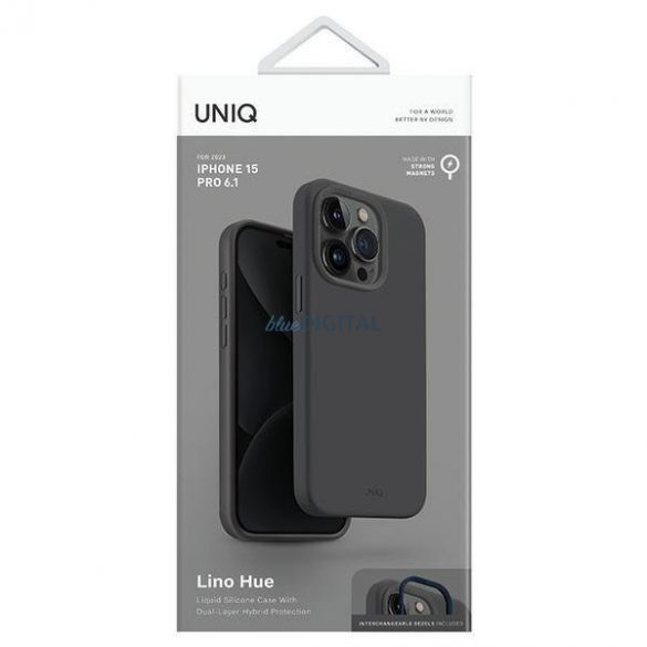 Husă Uniq Lino Hue iPhone 15 Pro 6.1" Magclick Charging gri/gri cărbune