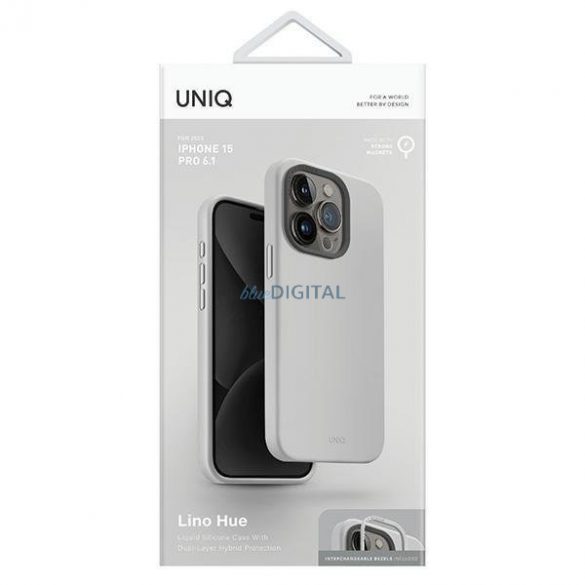 Husă Uniq Lino Hue iPhone 15 Pro 6.1" Magclick Charging gri deschis/gri cretă