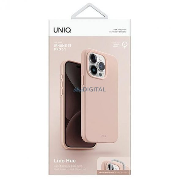 Husă Uniq Lino Hue iPhone 15 Pro 6.1" Magclick Charging roz/roz blush