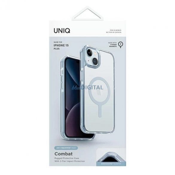 Husă de încărcare Uniq Combat Magclick pentru iPhone 15 Plus / 14 Plus - Albastru deschis