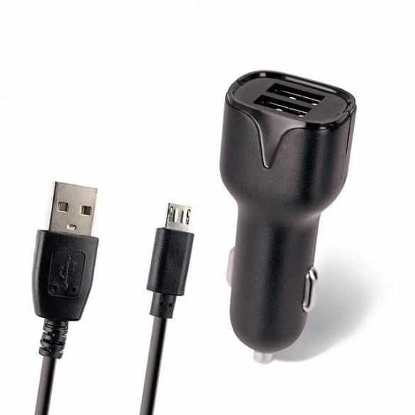 ÎNCĂRCĂTOR AUTO MAXLIFE 2.4A 2XUSB + CABLU MICRO USB ÎNCĂRCARE RAPIDĂ NEGRU