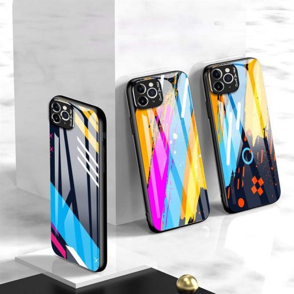 Carcasă din sticlă colorată din sticlă securizată rezistentă din sticlă temperată și husă pentru telefon cu cameră pentru iPhone 11 Pro Max model 1