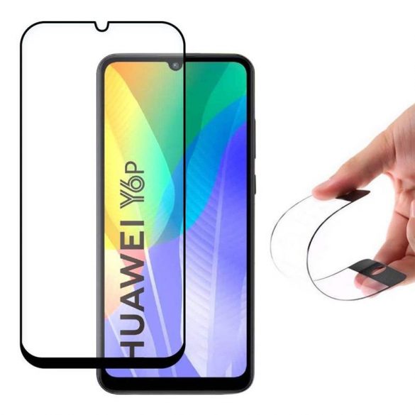 Wozinsky Husa completa Flexi Nano sticla hibrida folie de protectie pentru ecran cu rama Huawei Y6p folie de sticla neagra