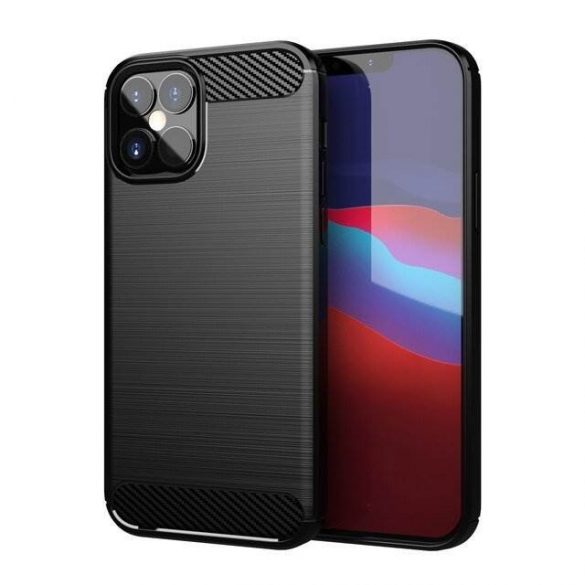 Husa carbon Husa flexibila Husa TPU Husa telefon neagra iPhone 12 mini