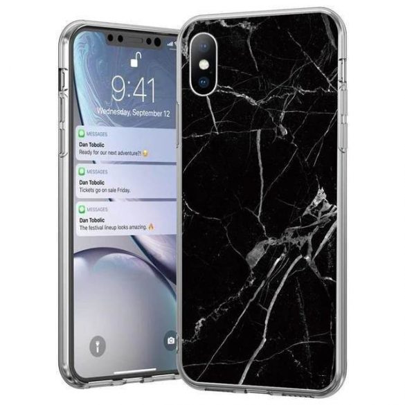 Husa Wozinsky Marble TPU Husa telefon neagra iPhone 12 Pro Max