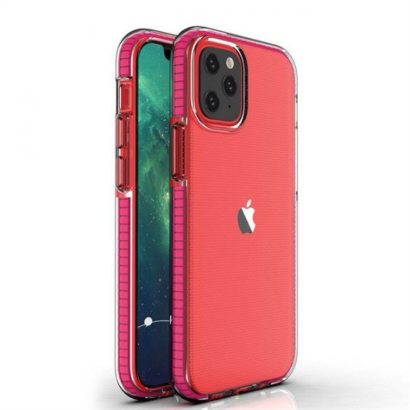 Husa Spring Husa de protectie cu gel TPU transparent cu rama colorata Husa telefon roz iPhone 12 mini