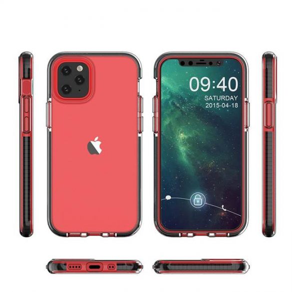 Husa Spring Husa de protectie cu gel TPU transparent cu rama colorata Husa telefon roz iPhone 12 mini