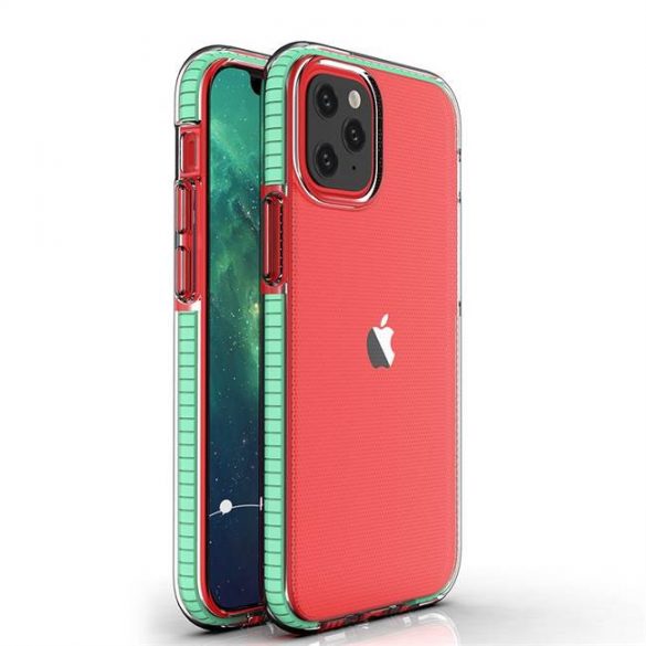 Husa Spring Husa de protectie cu gel TPU transparent cu rama colorata Husa telefon iPhone 12 mini mint