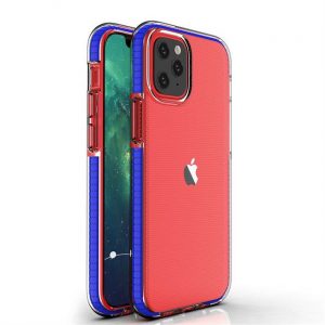 Husa Spring Husa de protectie cu gel TPU transparent cu rama colorata Husa telefon iPhone 12 mini albastru inchis