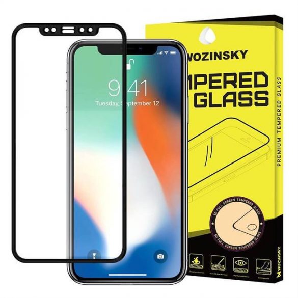 Wozinsky Folie securizată Folie securizată FullGlue Super Tough ecran protecțiede Folie ecran complet bezel husă prietenos iPhone 12 mini negru Folie de sticlă