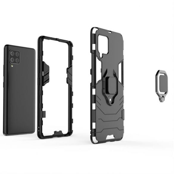 Husă Ring Armor Kickstand Tough Rugged Husă pentru Samsung Galaxy A42 5G albastru