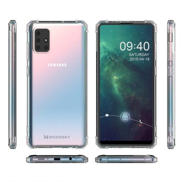 Wozinsky Anti Shock husă durabil cu protecție de grad militar pentru Samsung Galaxy M51 transparent