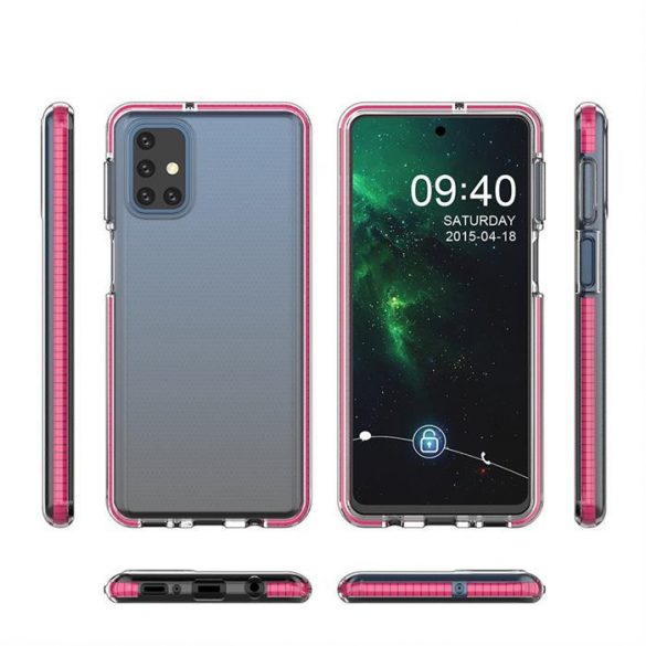 Spring Case husă de protecție cu gel TPU transparent cu cadru colorat pentru Samsung Galaxy M51 negru