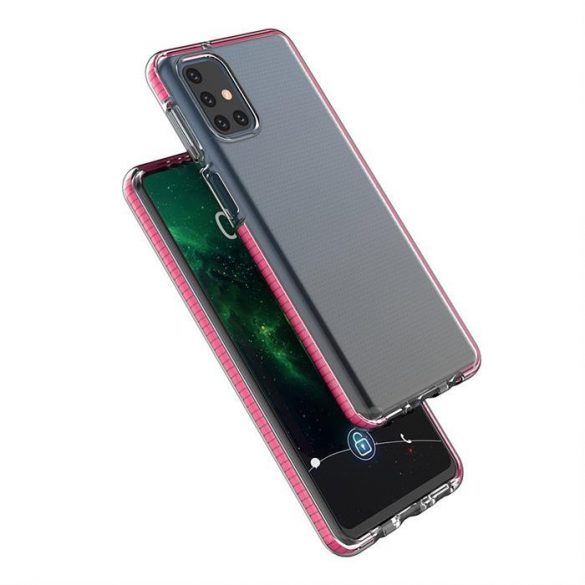 Spring Case husă de protecție cu gel TPU transparent cu cadru colorat pentru Samsung Galaxy M51 galben