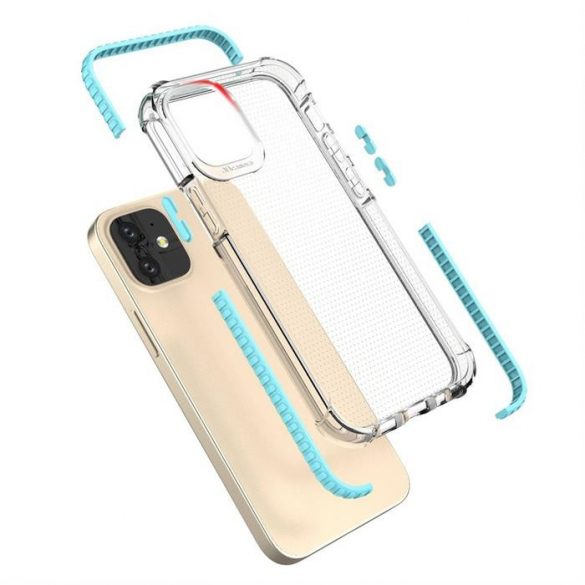 Husa de protectie rezistenta din gel Spring Armor transparent TPU cu cadru colorat pentru iPhone 12 mini albastru