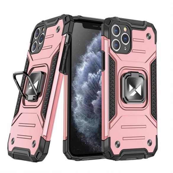 Wozinsky Ring Armor Husă Kickstand Tough Rugged Husă pentru iPhone 11 Pro roz