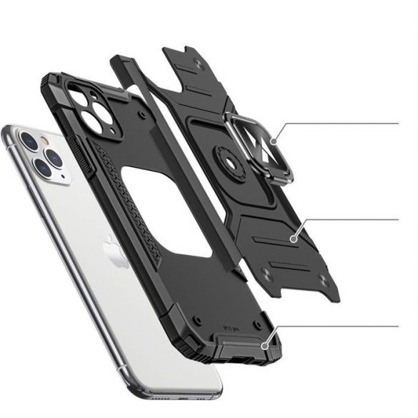 Wozinsky Ring Armor Husă Kickstand Tough Rugged Husă pentru iPhone 11 Pro roz