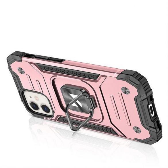 Wozinsky Ring Armor Husă Kickstand Tough Rugged Husă pentru iPhone 12 mini roz