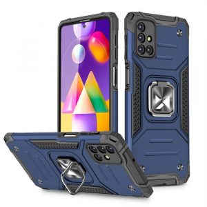 Wozinsky Ring Armor Husă Kickstand Tough Rugged Husă pentru Samsung Galaxy M31s albastru