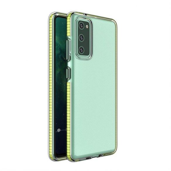 Spring husă clar TPU gel Husă de protecție cu cadru colorat pentru Samsung Galaxy S21 5G galben