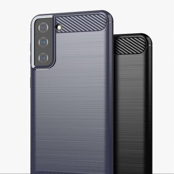 Husă din carbon cu Husă flexibil TPU pentru Samsung Galaxy S21+ 5G (S21 Plus 5G) negru