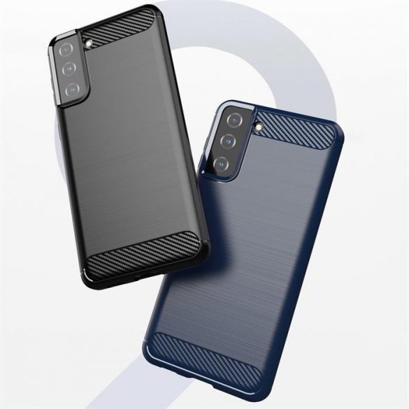 Husă Carbon Husă flexibilă Husă TPU pentru Samsung Galaxy S21+ 5G (S21 Plus 5G) albastru