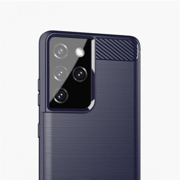 Husă din carbon cu Husă flexibil TPU pentru Samsung Galaxy S21 Ultra 5G albastru