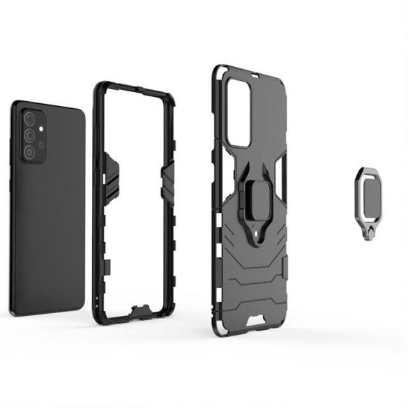 Husă Ring Armor Husă Kickstand Tough Rugged Husă pentru Samsung Galaxy A72 4G negru