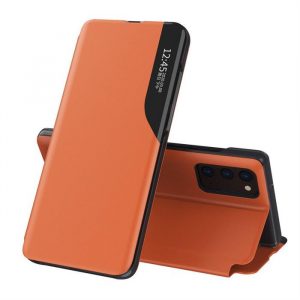 Eco Leather View HusăHusăelegantă tip bibliotecă cu suport pentru Samsung Galaxy A72 4G portocaliu