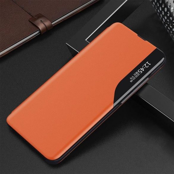 Eco Leather View HusăHusăelegantă tip bibliotecă cu suport pentru Samsung Galaxy A72 4G portocaliu