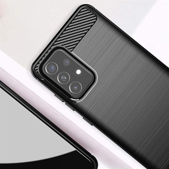 Husă din carbon cu Husă flexibil TPU pentru Samsung Galaxy A72 4G negru