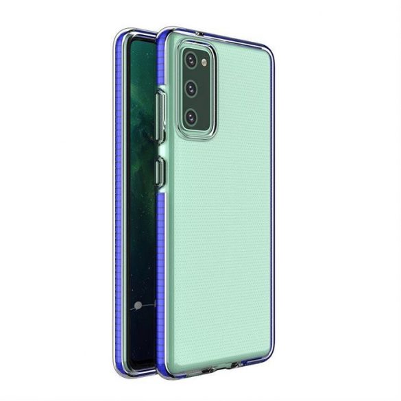 Spring Case Husă de protecție cu gel TPU transparent cu cadru colorat pentru Samsung Galaxy A72 4G albastru închis