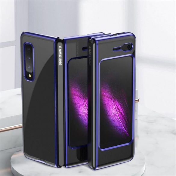 Carcasă placare Carcasă rigidă Cadru galvanizat Husă pentru Samsung Galaxy Fold albastru