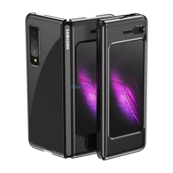 Carcasă placare Carcasă rigidă Cadru galvanizat Husă pentru Samsung Galaxy Fold neagră